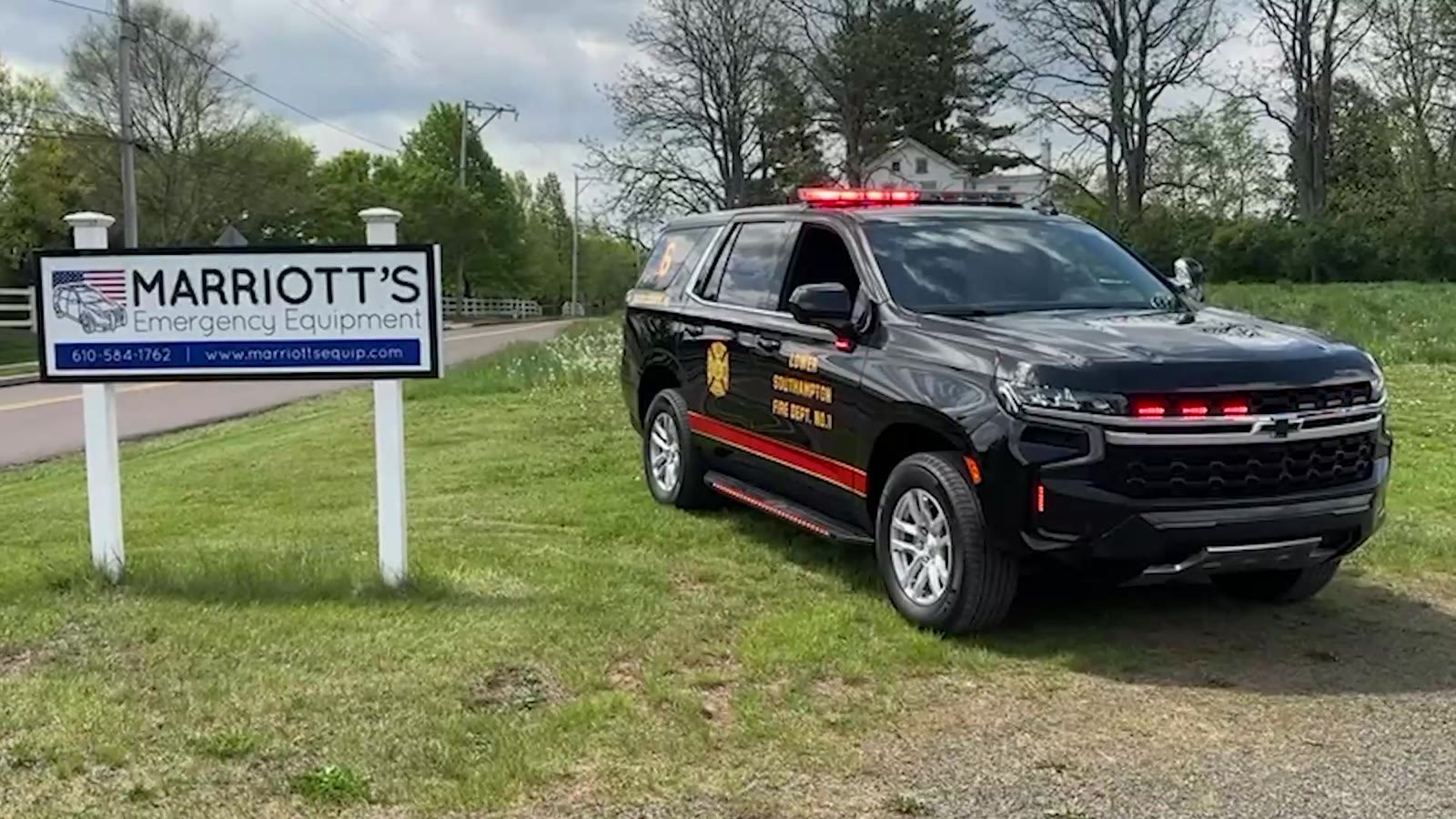 Parked at the Marriott's Emergency Equipment sign