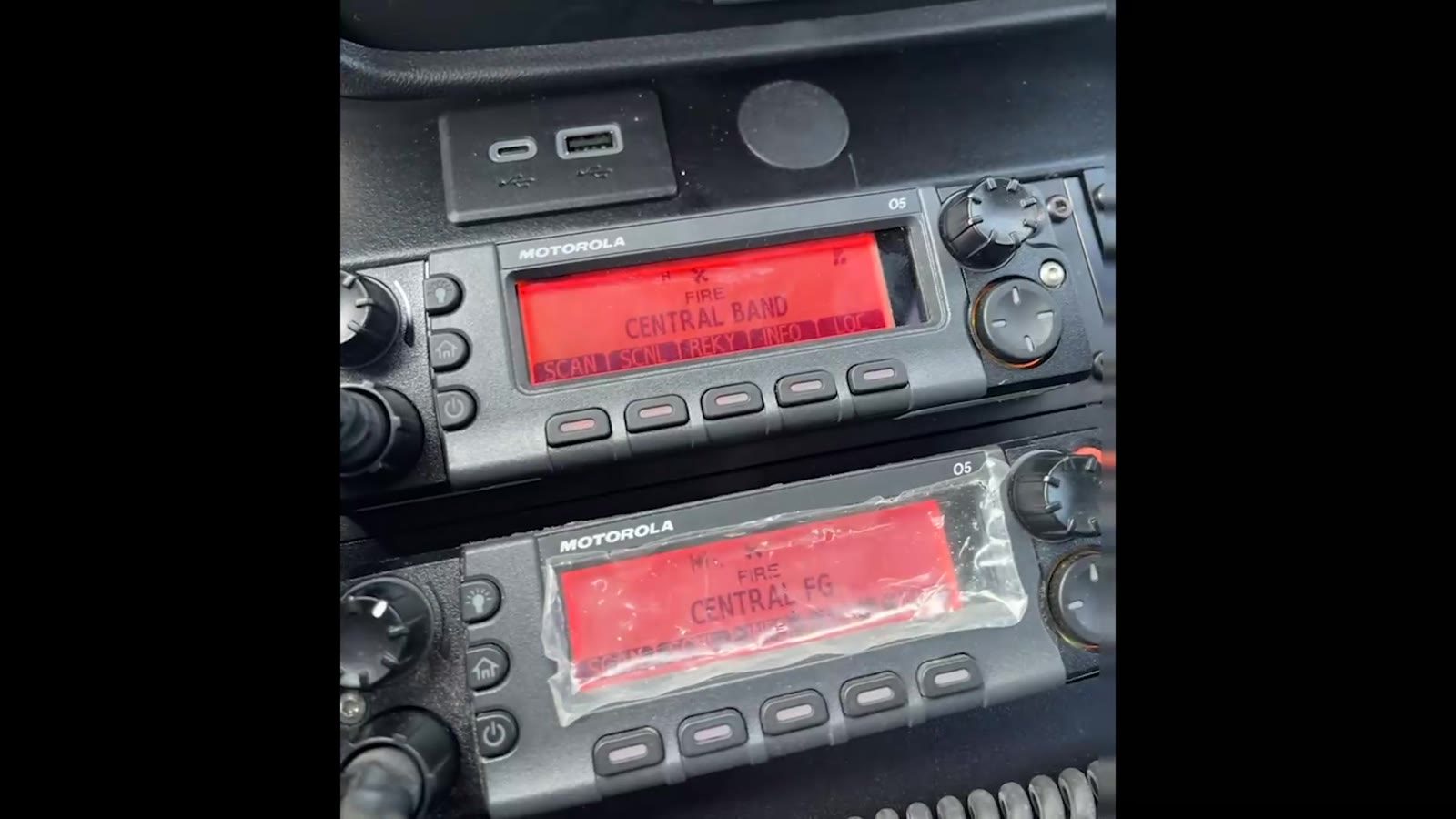 Dual Motorola radios on the console
